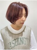 【FOLK】前髪伸ばし中なら長め前髪水平ボブ ピンクアッシュ♪