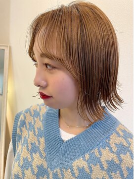 ウル(uLu.) 【透明感】切りっぱなしベージュボブ