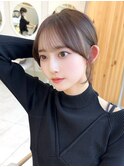 大人可愛い顔まわりサイドバング　小顔ヘアミディアムレイヤー#