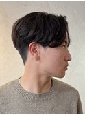 マッシュ スパイラルパーマ 2ブロック 刈り上げ フェード