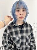 ウルフカット×ペールブルー/髪質改善