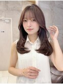 セミロング30代40代ストレートレイヤー前髪なし前髪あり表参道