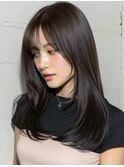 黒髪/ロングレイヤー/こなれミディ/小顔前髪/ネビージュ/秋色
