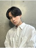 【GEEKS渋谷】センターパート/韓国風/ブルーブラック/2wayバング