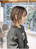 ピンクベージュ×ブラック ウルフデザイン