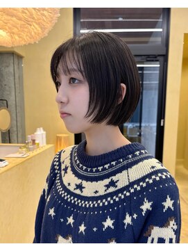 スニュウ(snuw) 切りっぱなしボブ小顔カットグレージュミルクティ