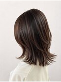 外ハネレイヤーミディアム×髪質改善カラー