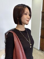 ヘアーアイストゥーレ(HAIR ICI TRE)&nbsp;マロンブラウンブリーチなし　大人ボブ　顎ラインボブ　秋カラー