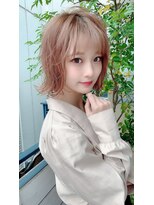 【shige】濡れ髪くすみブルーオリーブカラーレイヤーミディアム