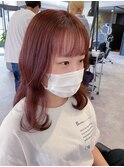 20代30代大人可愛いピンクブリーチなし伸ばしかけ