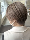 20代30代40代/大人上品/ラベンダーベージュ/小顔丸みショート