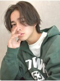 ★アッシュブラックニュアンスパーマ メンズカット 波巻き