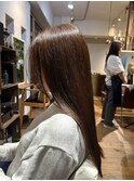 オレンジブラウンカラー/ロングレイヤー/髪質改善/縮毛矯正