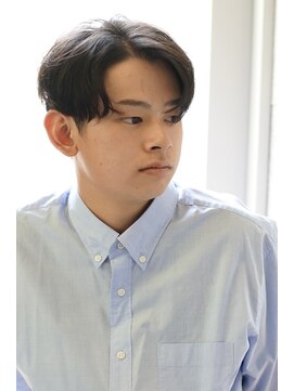 にもう ブルーブラック 韓国センターパート メンズヘア