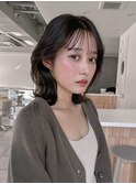 ふんわりレイヤーミディアム 似合わせ顔周りカット顔まわり
