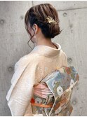 着物ヘア 訪問着 着付け ヘアセット 編み込み アップスタイル