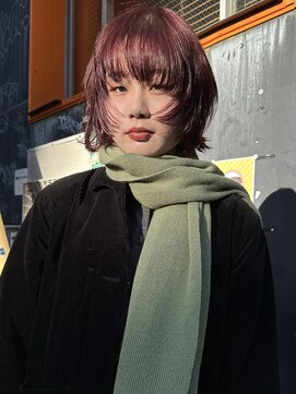 メロウ 神戸三宮(mellow) ボルドー×レイヤーボブ