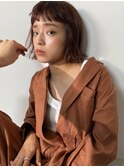 オレンジブラウン×ボブ
