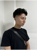 ハイライトマッシュパーマウルフアッシュブラック