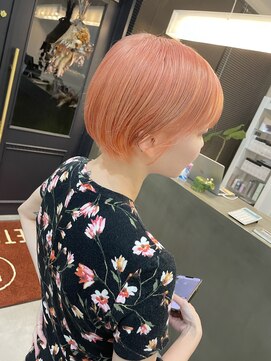 リノショアーズ 元町店(RINOSHORES) 20代30代大人可愛い小顔 ショートカット×ペールオレンジ