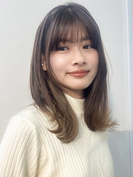 ユアーズヘア 神楽坂店(youres hair) サラ艶ミディアムレイヤーボブオリーブベージュダークアッシュ
