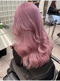 ミルクティーピンクアッシュベージュダブルカラー韓国風レイヤー