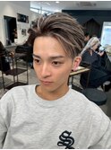 フェザーショートアップバングセンターパートメンズハイライト