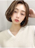 大人かわいいノーバングカーキグレージュボブAラインボブ吉祥寺