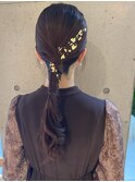 大人ガーリー　編み下ろし　ドレスヘアセット　二次会　結婚式
