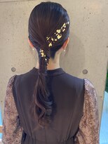 大人ガーリー　編み下ろし　ドレスヘアセット　二次会　結婚式