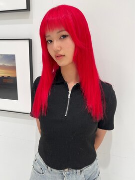 ハイブ 金沢(Hive) ブリーチハイトーンビビットレッドカラーロングレイヤー