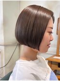 切りっぱなしボブ/ショコラブラウン/艶髪