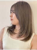 レイヤーカットハイライトブリーチ前髪カット