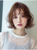 20代/ミディアム/韓国風くびれヘア