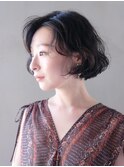 パーマ_エアリーロングピンクブラウン切りっぱなしボブ_ba474671