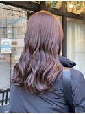 丸型卵形レイヤーカットエアリーロング美髪ピンクブラウン立川