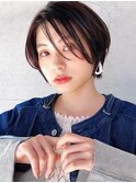 say.ショートボブレイヤー前髪なしアッシュブラック透明感カラー