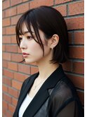 小顔カットナチュラルボブ20代30代40代艶髪シースルーバング