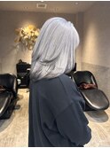 ミディアムヘアデザインカラーフェイスフレーミング暗めカラー
