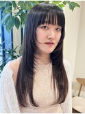 顔まわりレイヤー/ロングレイヤー/似合わせカット/フルバング