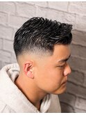 新宿ビジネスヘア　メンズフェード×毛流れパーマ