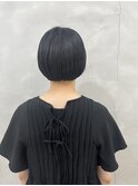 黒髪ワイドバングミニボブ