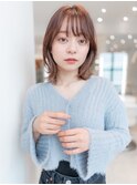 レイヤーボブインナーカラーくびれフルバングイメチェン前髪