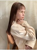 オン眉バングのストレートロングヘア銀座