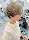 大人可愛いマッシュショートベージュ/20代30代40代50代
