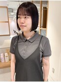 久保田)まるみボブワイドバングラベンダーピンク切りっぱなし