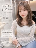 結べるレイヤーカット/グレージュブラウン/韓国巻き/顔周り