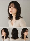 ミディアム髪型20代30代40代丸顔面長レイヤー越谷