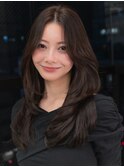 結べるロングレイヤー/巻ける縮毛矯正/暗髪透明感グレージュ