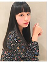 シエル 弘前駅前店(CIEL)&nbsp;ぱっつんワイドバングロング/黒髪ストレート/艶カラー